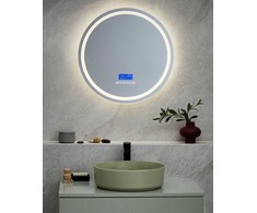 Beliani Vonios veidrodis su LED apšvietimu BROGNON 60 cm, integruotas „Bluetooth“ garsiakalbis, sidabrinis