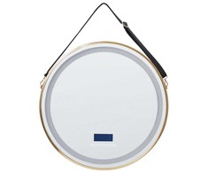 Beliani LED vonios veidrodis DAROIS 60 cm x 60 cm su integruotu Bluetooth garsiakalbiu, auksinis