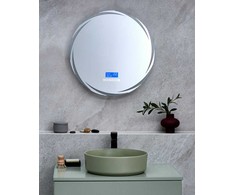 Beliani Vonios kambario veidrodis su LED apšvietimu TANAY 60 cm 60 cm su įmontuotu Bluetooth garsiakalbiu sidabrinis