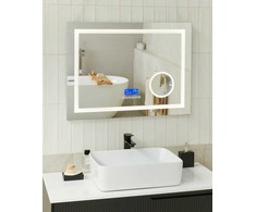 Beliani Vonios veidrodis su LED apšvietimu THAIX 80 cm x 60 cm, sidabrinis