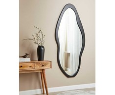 Beliani Sieninis veidrodis BLET 80 cm 180 cm Paulownijos mediena Juodas