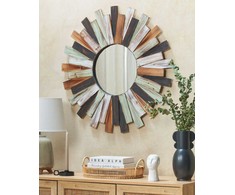Beliani Sieninis veidrodis TAMPICO 75 cm x 75 cm eglės medienos spalvotas