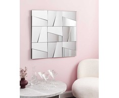 Beliani Sieninis veidrodis ANCEMONT 80 cm 80 cm sidabrinės spalvos
