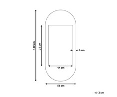 Beliani Sieninis veidrodis BRIANT 56 cm 130 cm Mango mediena Baltas