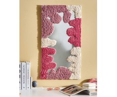 Beliani Sieninis veidrodis CAGERI 41 cm 75 cm medvilnė rožinis