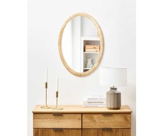 Beliani Sieninis veidrodis FOISSY 50 cm 70 cm natūralaus rotango