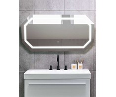 Beliani Vonios veidrodis su LED apšvietimu LOCMARIAQUER, 120 × 60 cm, sidabrinis