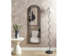 Beliani Sieninis veidrodis AJAIN 45 cm 146 cm metalinis juodas