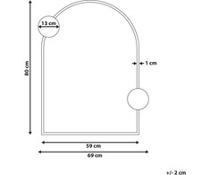 Beliani Sieninis veidrodis AULON 69 cm 80 cm metalas juodas