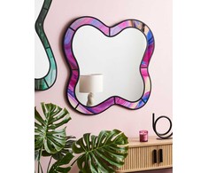 Beliani Sieninis veidrodis PULNOY 72 cm 80 cm rožinis