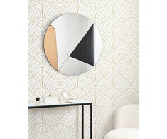 Beliani Sieninis veidrodis TROUVILLE 80 cm 80 cm Juodas/ auksinis