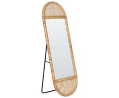 Beliani Pastatomas veidrodis BARGES 150 cm rotango spalvos