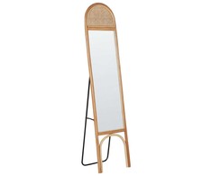 Beliani Pastatomas veidrodis BRUSSEY 170 cm Koriai Natūralus