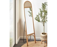 Beliani Pastatomas veidrodis BRUSSEY 170 cm Koriai Natūralus