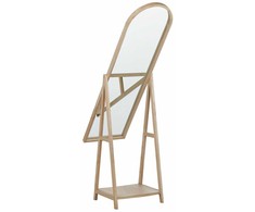 Beliani CHAMBERY pastatomas veidrodis su lentyna, 170 cm, paulovnijos mediena, šviesiai rudas