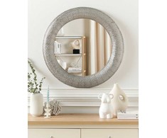 Beliani Sieninis veidrodis CHANNAY 80 cm, metalinis, sidabrinės spalvos