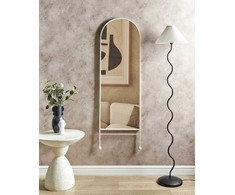 Beliani Sieninis veidrodis JARNAGES 45 cm 145 cm metalinis baltas