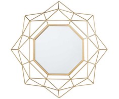 Beliani Sieninis veidrodis HILLION 60 cm metalinis auksinis