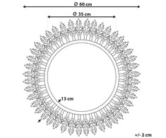 Beliani Sieninis veidrodis VOREY 60 cm metalinis auksinis