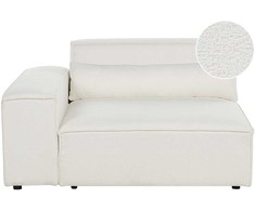 Sofa Beliani Kampinis modulis HELLNAR dešininis, kreminė balta spalva, Bouclé