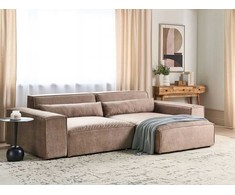Beliani Trivietė modulinė kampinė sofa HELLNAR, šviesiai ruda, kairinė
