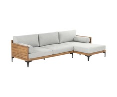 Lauko baldų komplektas Beliani kampinė sofa 4 asmenims, CAVEZZO, kairė pusė, sertifikuota akacijos medienos rutulys