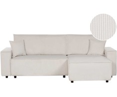 Sofa Beliani Išskleidžiamas kampe statomas 3 vietų sofos komplektas ABACKA, velvetas, kreminė balta, kairinė pusė
