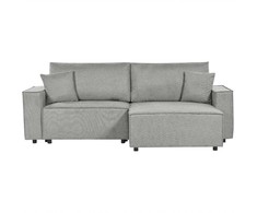 Beliani Išskleidžiama 3 vietų kampinė sofa KARILA, pilka, su daiktadėže, kairinė