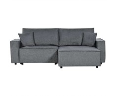 Beliani Išskleidžiama kampinė sofa KARILA, 3 vietų, tamsiai pilka, su patalynės dėže, kairinė