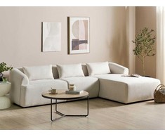 Beliani Trivietė kampinė sofa SVANSELE šviesiai smėlinė kairinė
