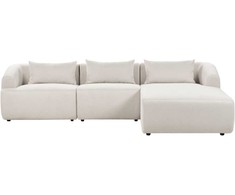 Beliani Trivietė kampinė sofa SVANSELE šviesiai smėlinė kairinė