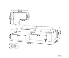 Beliani Modulinė 3 vietų kampinė sofa „HELLNAR“, dešininė, pilka