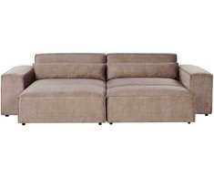 Beliani 3 vietų modulinė kampinė sofa HELLNAR su pufu, šviesiai ruda, dešininė