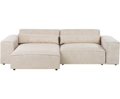 Sofa Beliani Modulinis kampinis minkštasis baldas 3 vietų HELLNAR, veliūrinis, šviesiai smėlinis, dešininis