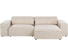 Beliani Modulinė 3 vietų kampinė sofa HELLNAR, veliūras, šviesiai smėlinė, kairės pusės