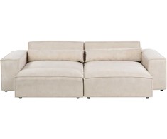 Beliani Modulinė 3 vietų kampinė sofa HELLNAR su otomana, veliūras, šviesiai smėlio spalvos, kairinė