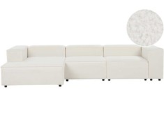 Beliani Modulinė 4 vietų kampinė sofa ARDAL Boucle, laužyta balta, dešinės pusės