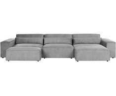 Beliani 5 vietų modulinė kampinė sofa HELLNAR kairinė pilka su otomana