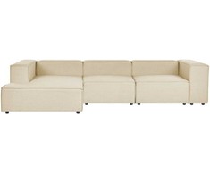 Beliani Modulinė 3 vietų sofa APRICA iš sintetinio lino, smėlio spalvos, dešininė