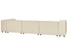 Beliani Modulinė 3 vietų sofa APRICA iš sintetinio lino, smėlio spalvos, dešininė
