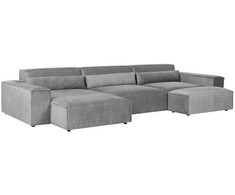 Beliani Modulinė 5 vietų kampinė sofa „HELLNAR“, dešininė, pilka, su otomanu