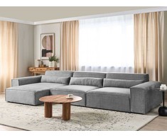 Beliani 4 vietų modulinė kampinė sofa HELLNAR dešininė, pilka