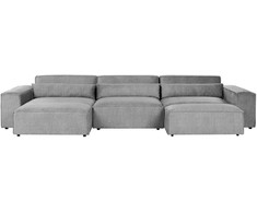 Beliani Modulinė 5 vietų kampinė sofa „HELLNAR“, dešininė, pilka, su otomanu