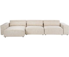 Beliani HELLNAR dešininė modulinė kampinė sofa 4 vietų, šviesiai smėlinė, veliūrinė