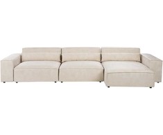 Beliani Modulinė kampinė sofa 4 asmenims HELLNAR, veliūras, šviesiai smėlio spalvos, kairinė