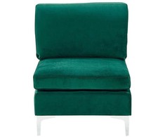 Beliani 4 vietų modulinė sofa EVJA, dešininė, žalia veliūrinė, su otomane