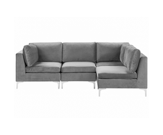Beliani 4 vietų modulinė kampinė sofa EVJA, kairinė, pilkas veliūras