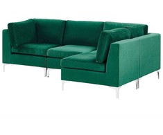 Beliani Modulinė sofa EVJA 4 asmenims, kairinė, žalia, veliūras