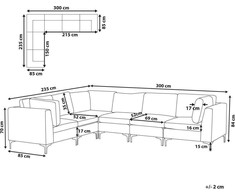 Beliani EVJA modulinė kampinė sofa 6 asmenims, mėlynas aksomas, dešininė