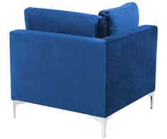 Beliani EVJA modulinė kampinė sofa 6 asmenims, tamsiai mėlyna veliūrinė, kairinė